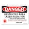 Signmission OSHA, Restricted Area Laser Radiation Avoid Eye, 10in X 7in Rigid Plastic, 10" W, 7" H, Landscape OS-DS-P-710-L-19469 - alternate 1
